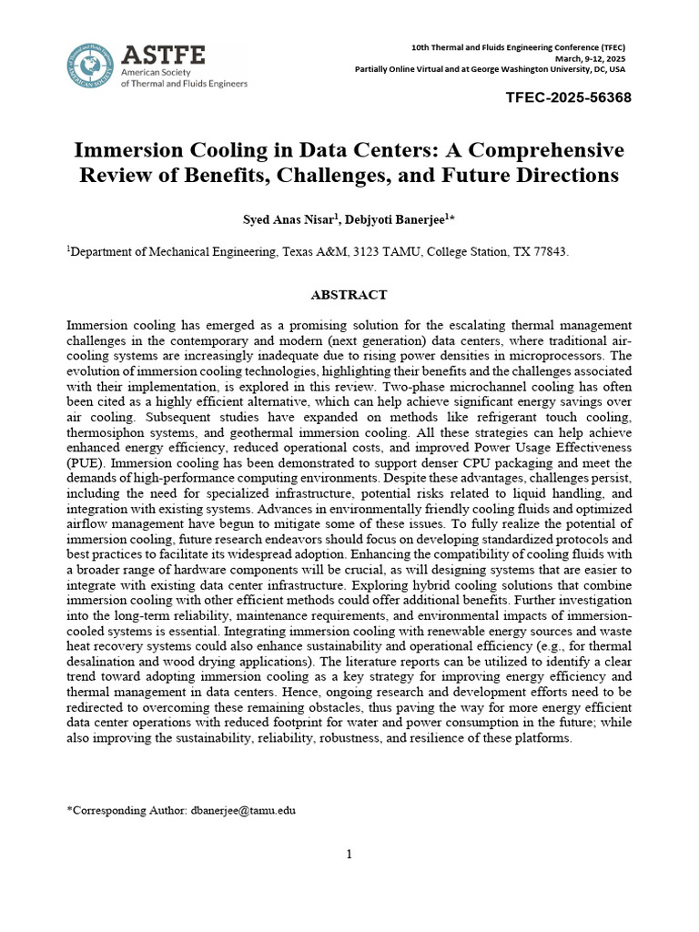 Immersion Cooling in Data Centers Review | PDF | Heat Transfer | Boiling