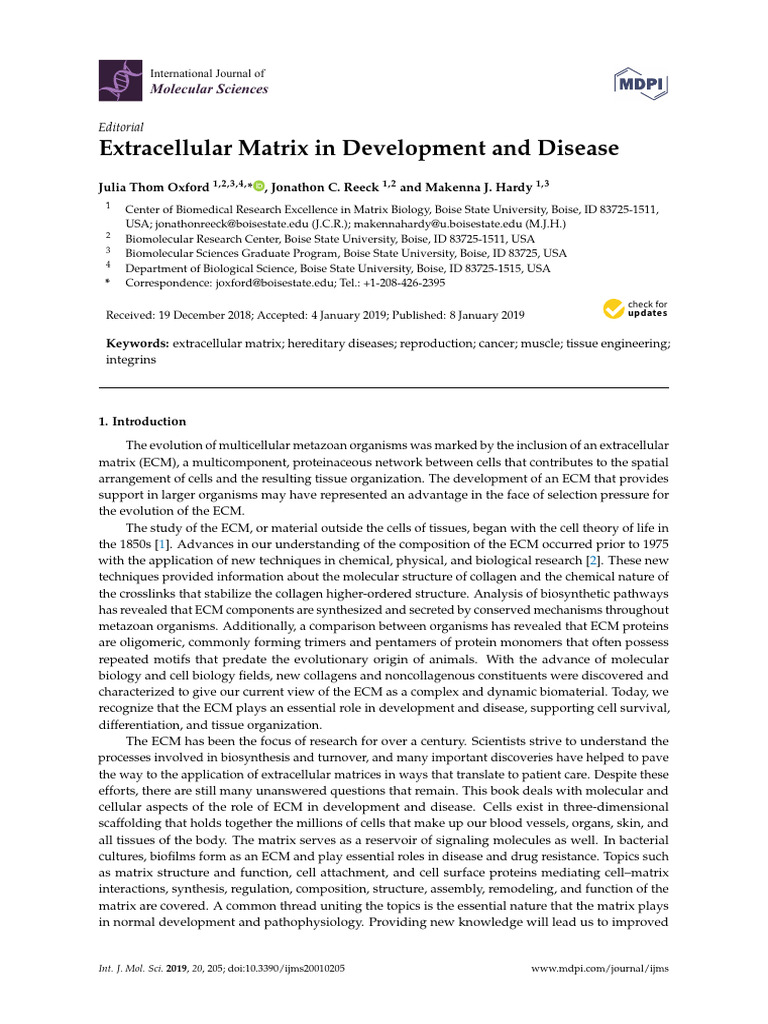 ijms-20-00205 | PDF | Extracellular Matrix | Collagen