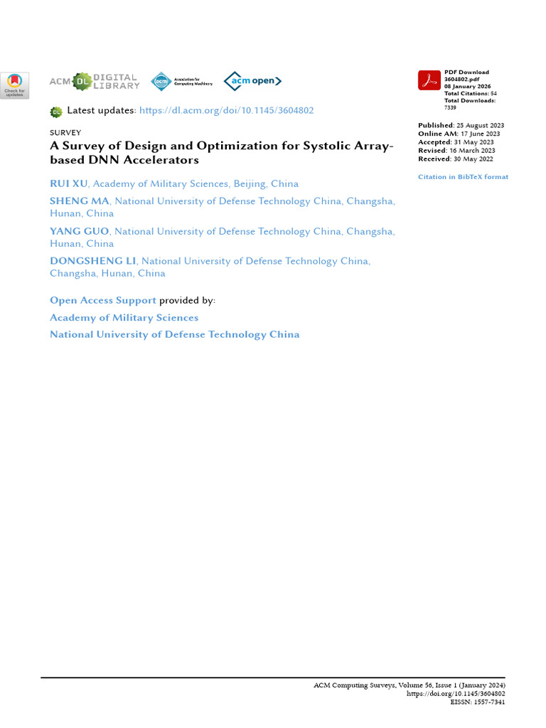 Systolic Array DNN Accelerator Survey | PDF | Deep Learning | Parallel ...