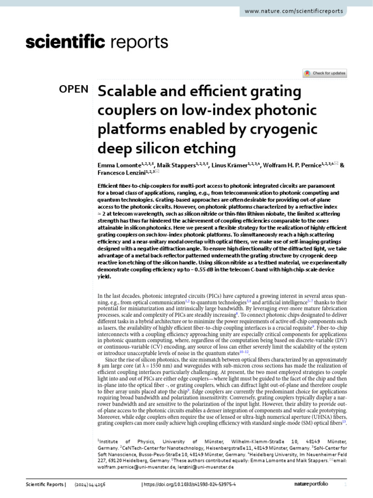 Efficient Grating Couplers for Photonics | PDF | Optical Fiber ...