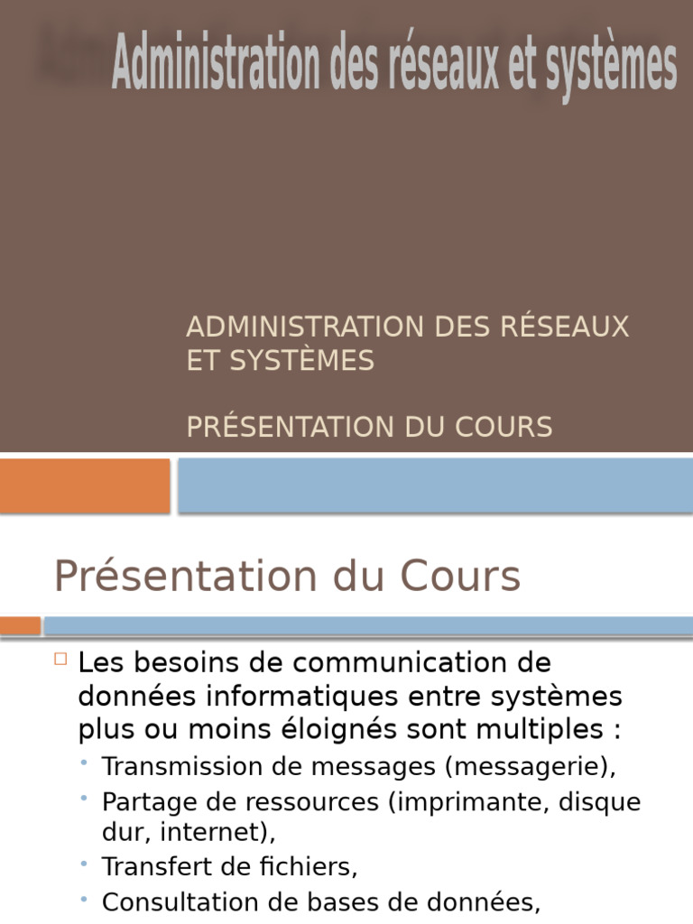 Administration des Réseaux et Systèmes | PDF | Informatique | Informatique