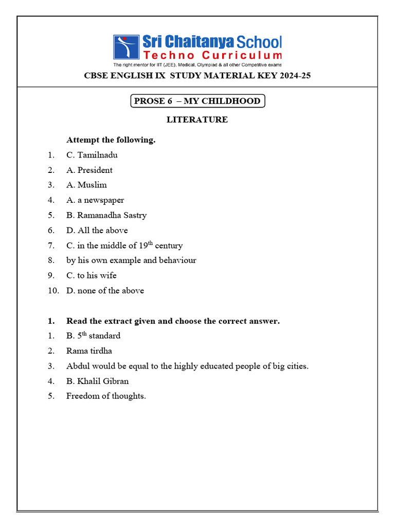 CBSE English IX Study Material 2024-25 | PDF