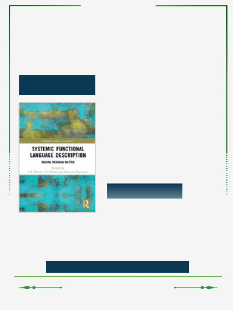 Systemic Functional Language Description Making Meaning Matter 1st ...