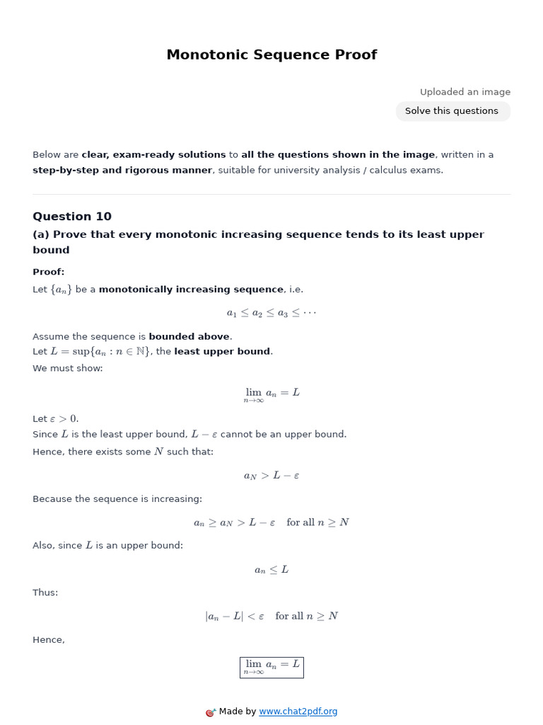 Monotonic Sequence and Cauchy Proofs | PDF | Real Analysis ...