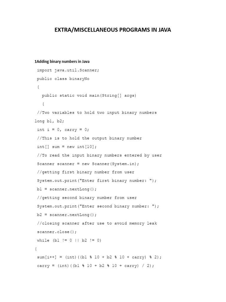 Java Miscellaneous Programs Guide | PDF | Software Development ...