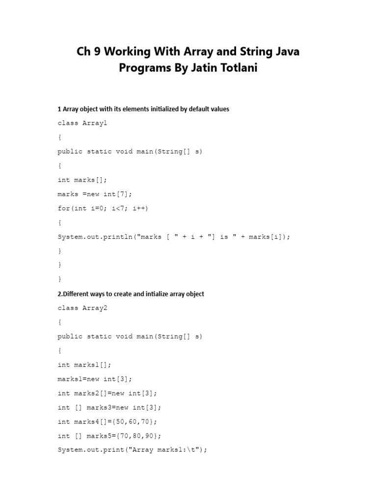 Java Array and String Programming Guide | PDF | String (Computer ...
