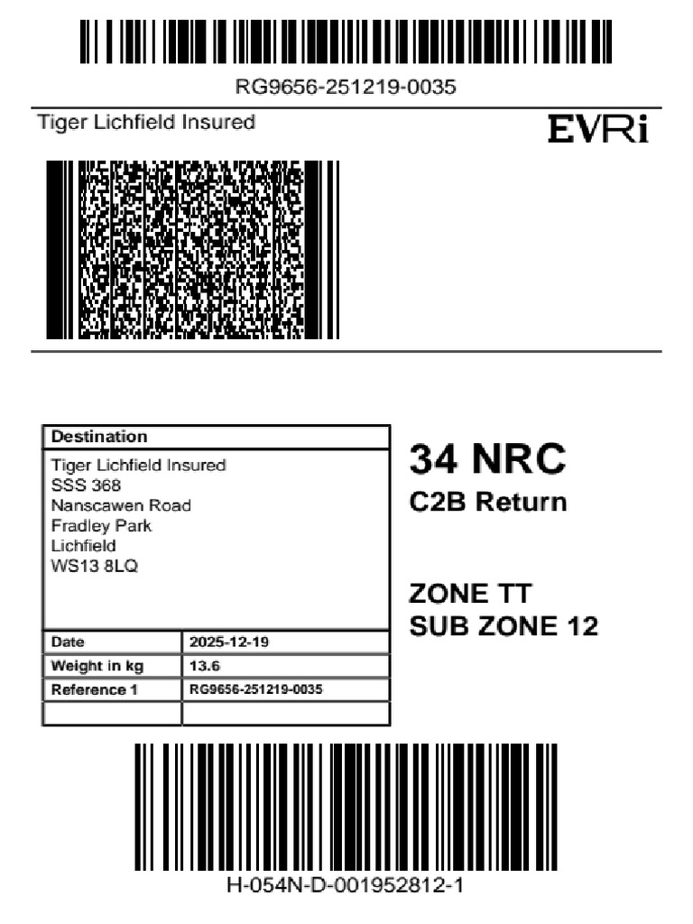 Evri Rerturn Label Formate | PDF