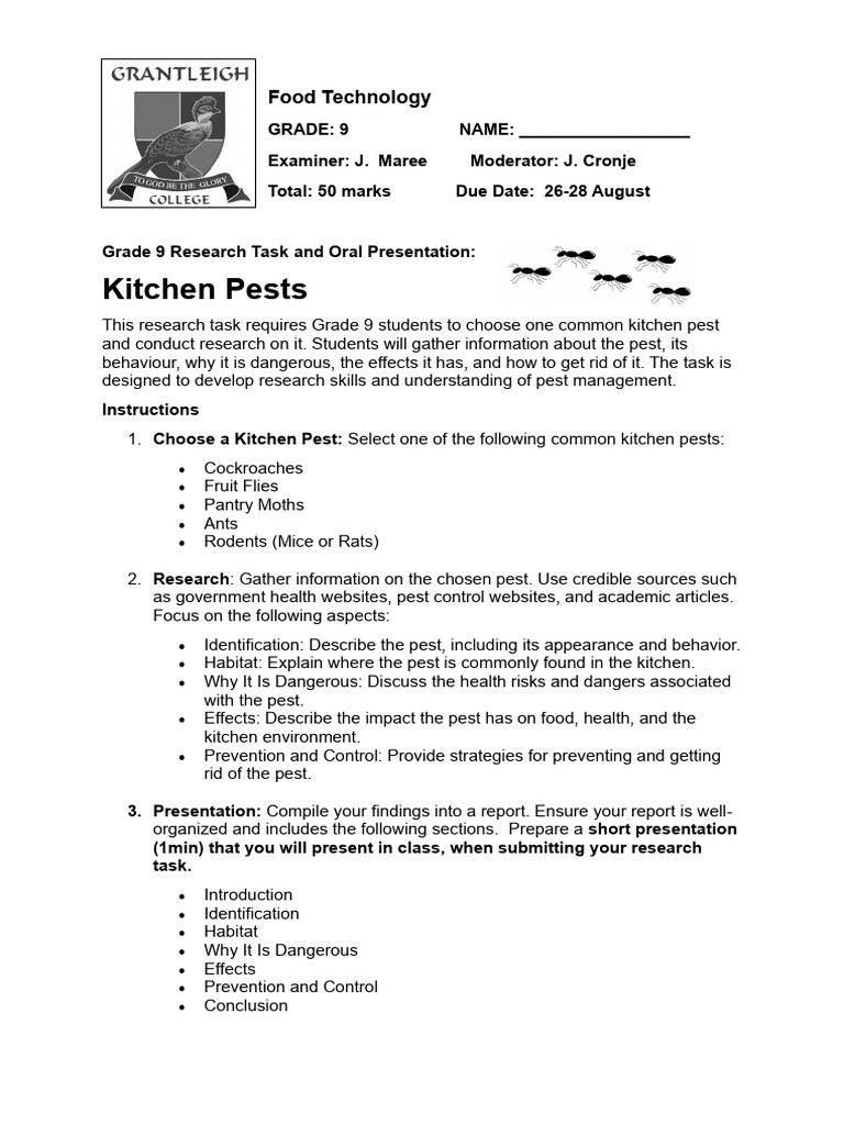 Food Technology Task Term 3 | PDF | Pest (Organism)