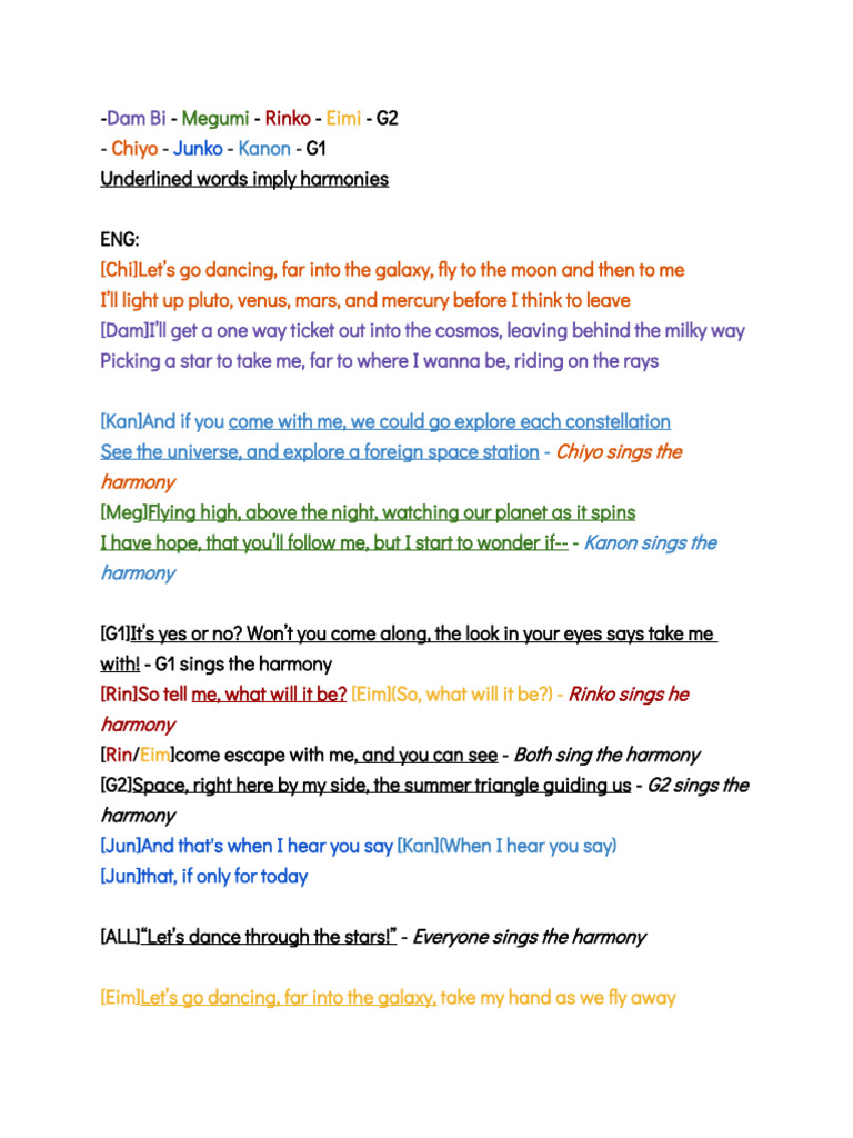 Intergalactic Dance Lyrics and Harmonies | PDF | Natural Sciences | Nature