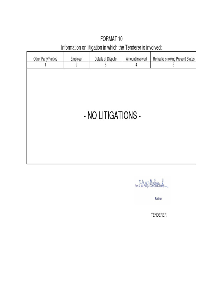 Tenderer Litigation Status Report | PDF