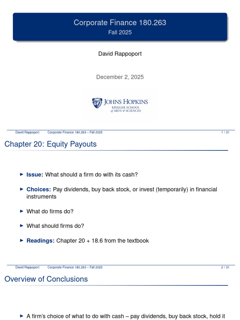 Equity Payout Strategies in Corporate Finance | PDF | Dividend | Share ...