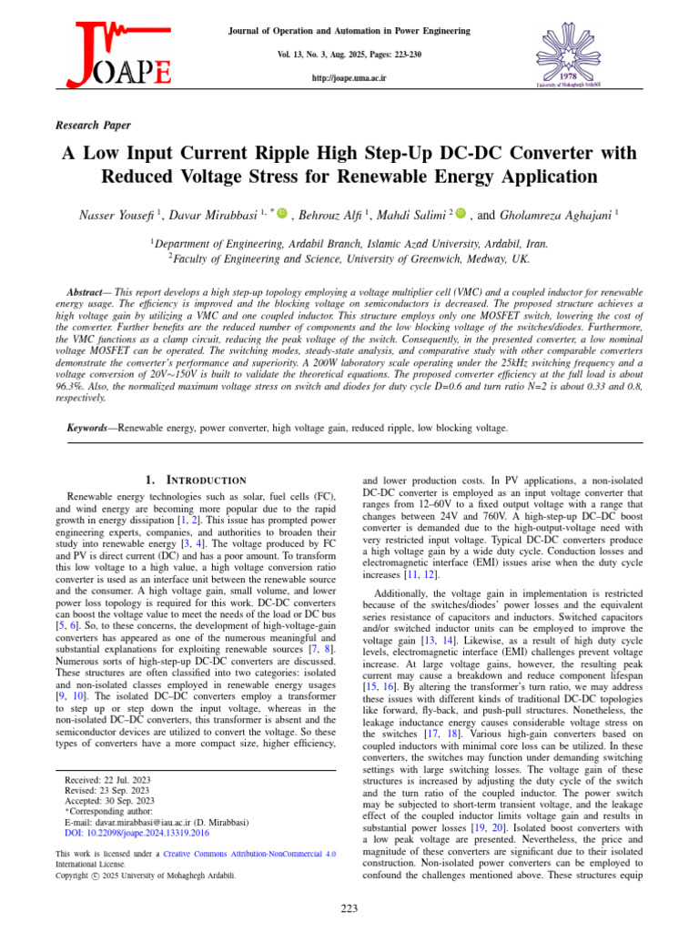 High Step-Up DC-DC Converter for Renewables | PDF | Inductor | Electric ...