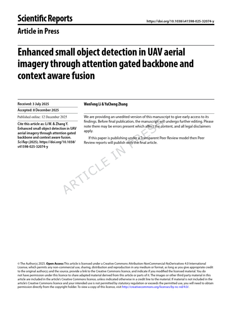 UAV Small Object Detection Enhancement | PDF | Computer Vision ...