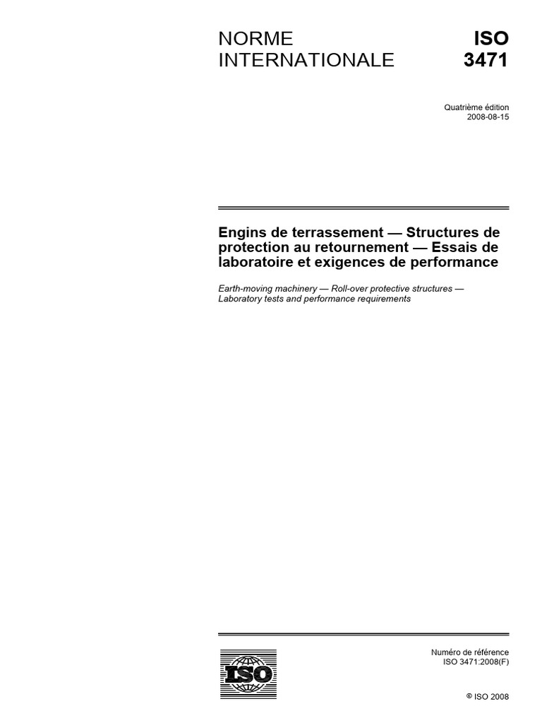 Norme ISO 3471:2008 sur ROPS | PDF | Organisation internationale de ...