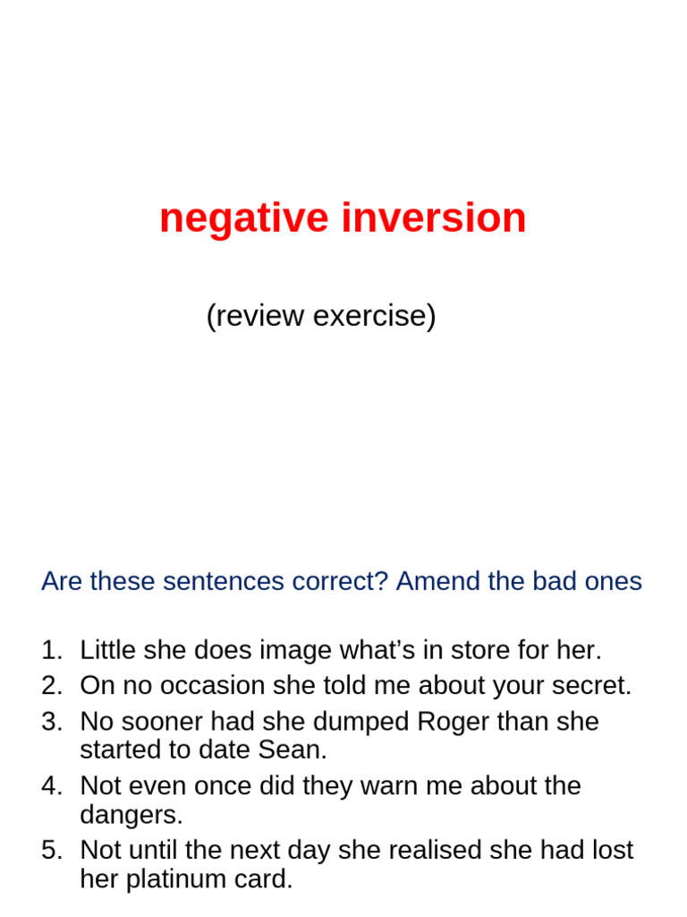 Negative Inversion Sentence Review | PDF
