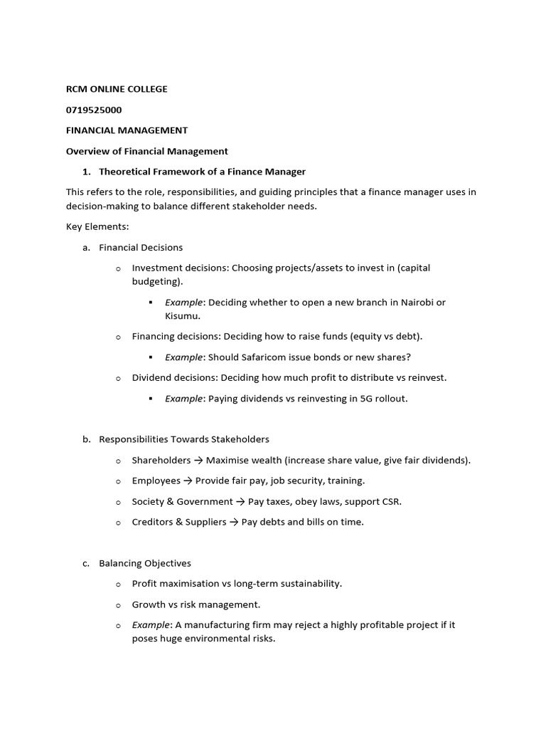 Financial Management Overview and Strategies | PDF | Stocks ...
