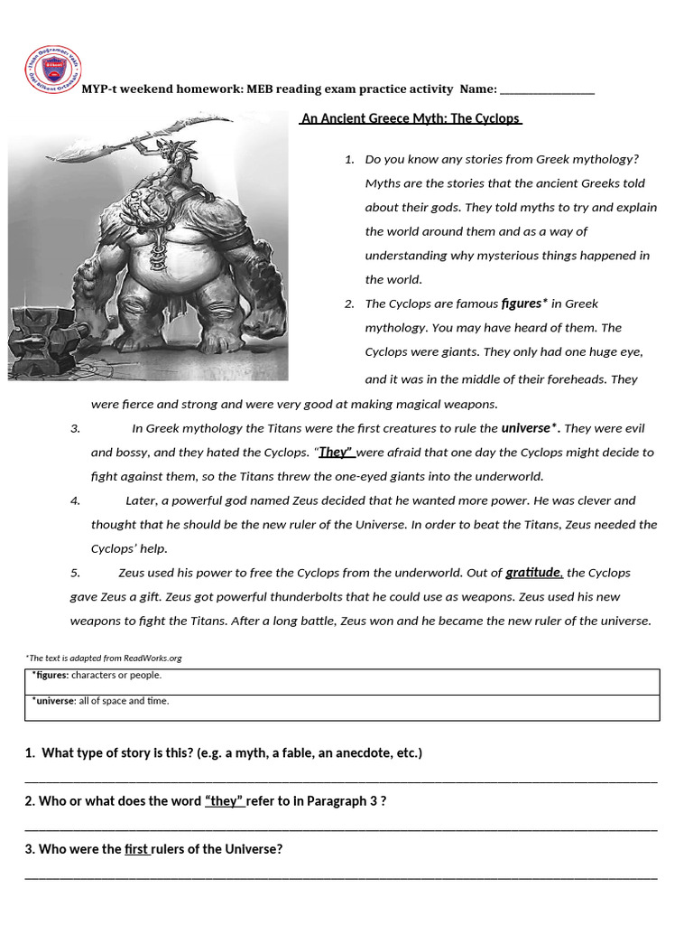 Greek Mythology: The Cyclops Story | PDF | Greek Mythology | Zeus