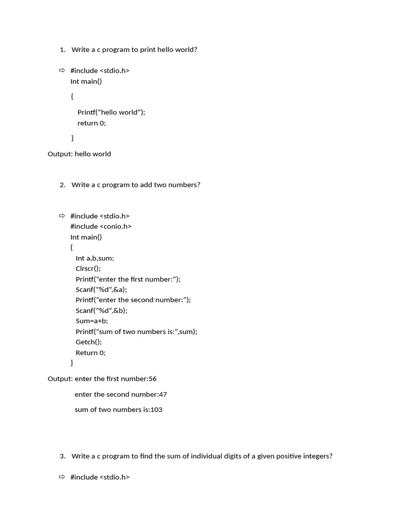 C Programming Basics: Hello World & More | PDF
