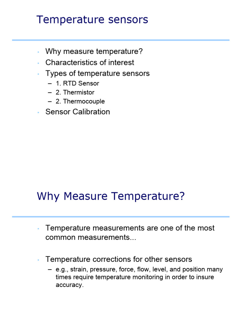 Types and Calibration of Temperature Sensors | PDF | Thermocouple ...