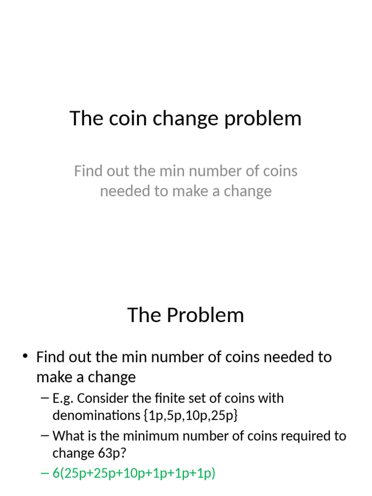 Coin Change Problem Explained | PDF | Dynamic Programming ...