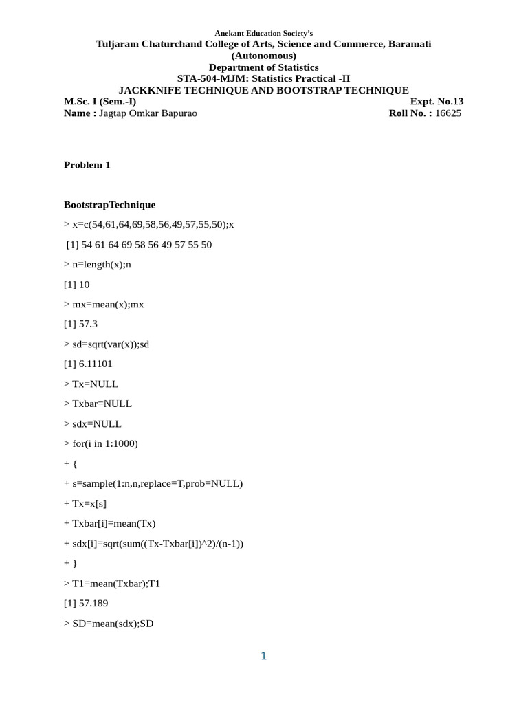 Jackknife and Bootstrap Techniques in Statistics | PDF | Resampling ...