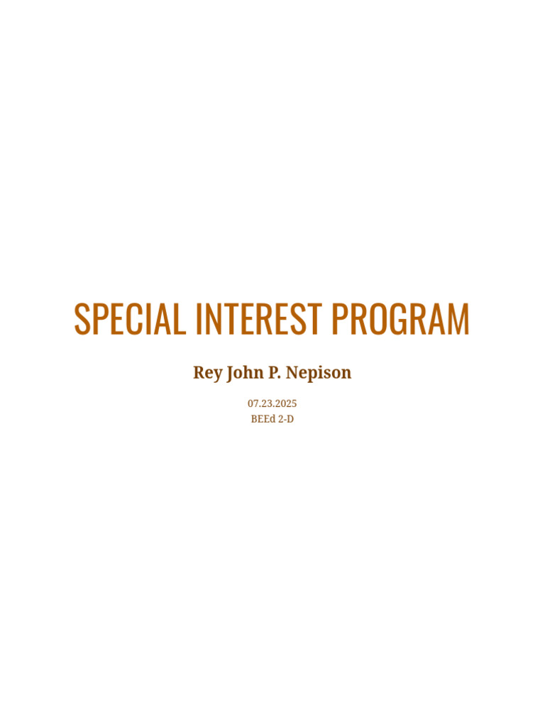 Special Interest Program Rey John Nepison Beed 2 D | PDF