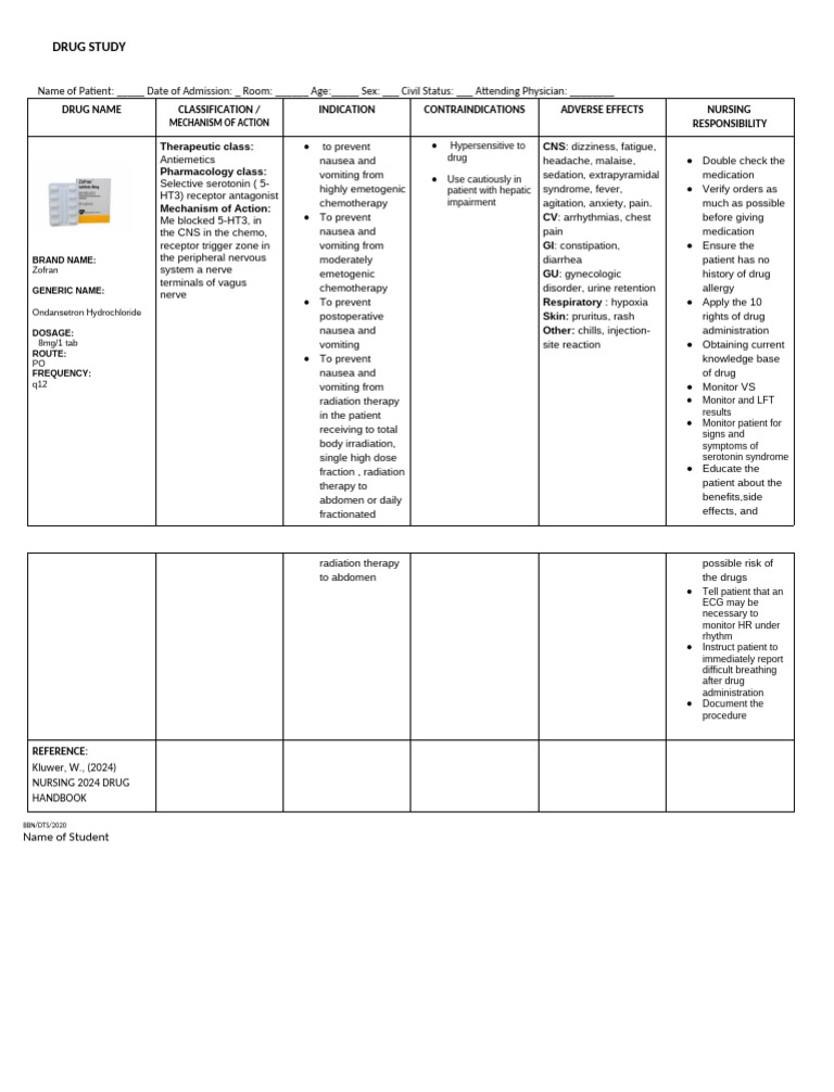 Zofran (Ondansetron) Drug Study Overview | PDF | Medicine | Diseases ...