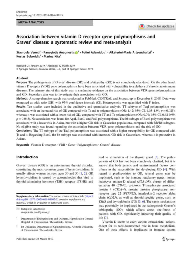 Association Between Vitamin D Receptor Gene Polymorphisms and Graves ...