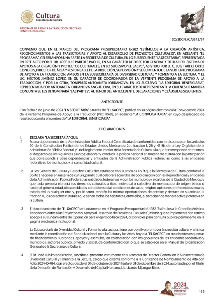 Programa de Apoyo A La Traducción (Protrad) Convocatoria 2024 | PDF