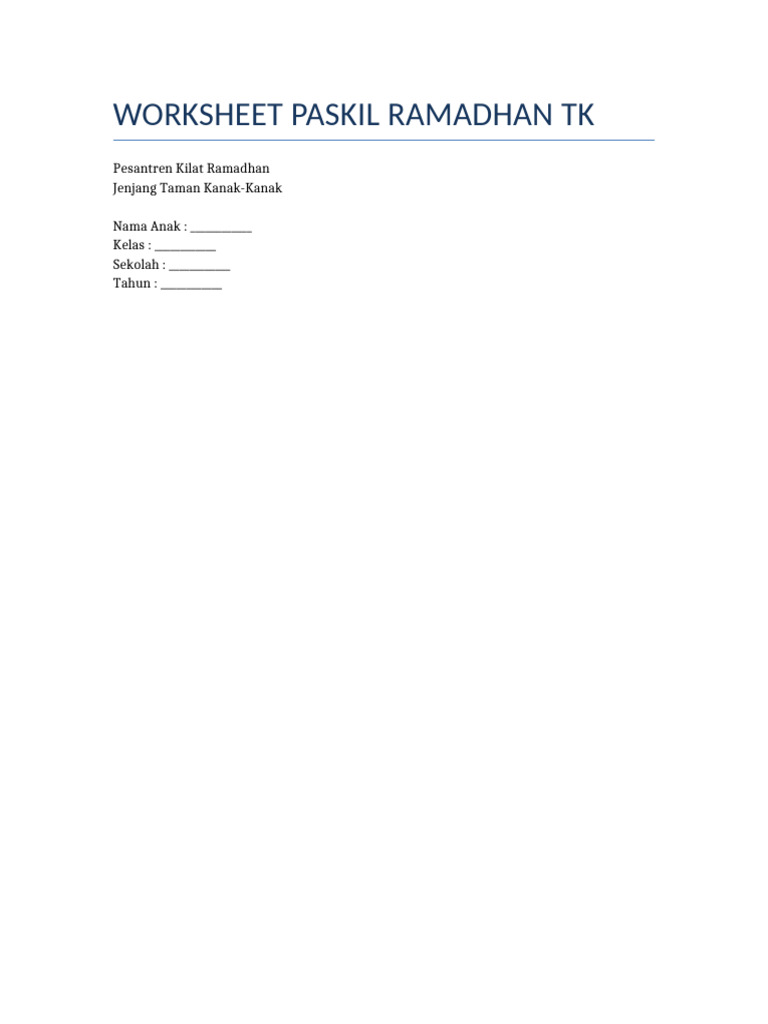 Aktivitas Paskil Ramadhan TK | PDF