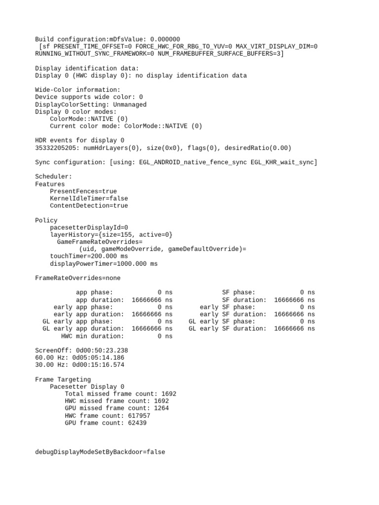Display Configuration and Performance Data | PDF