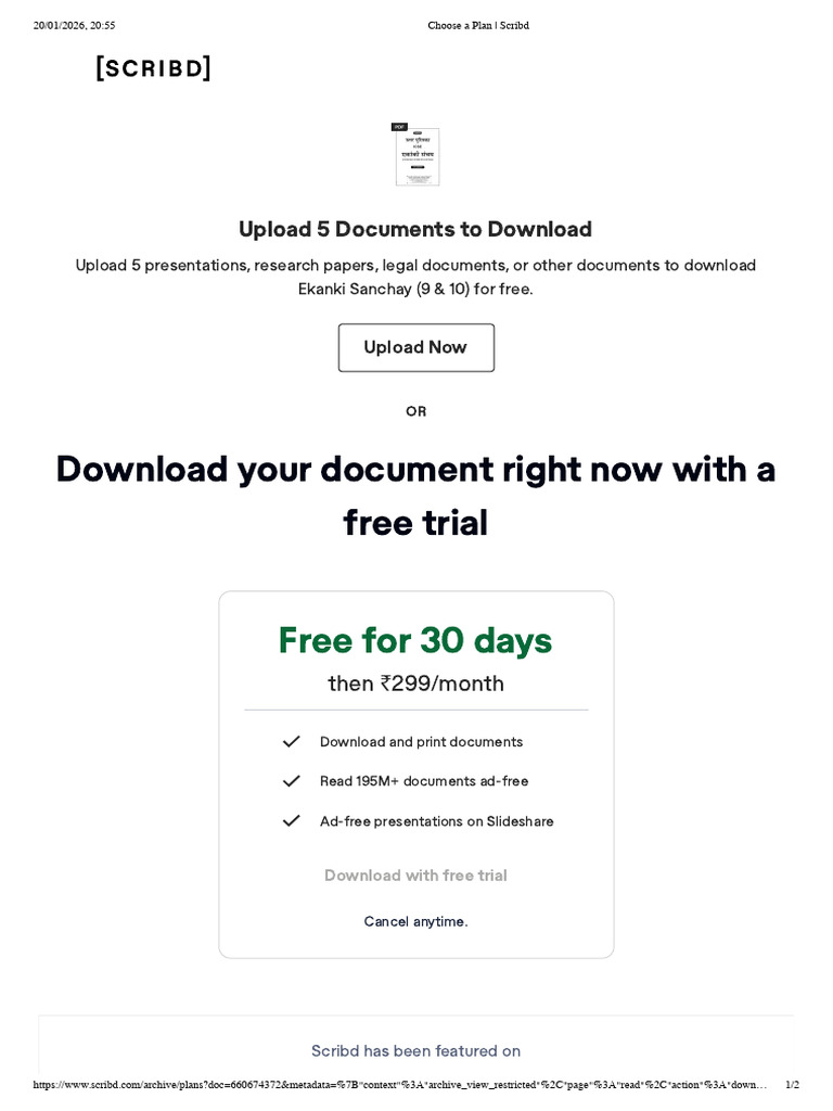 Scribd Free Trial for Document Downloads | PDF