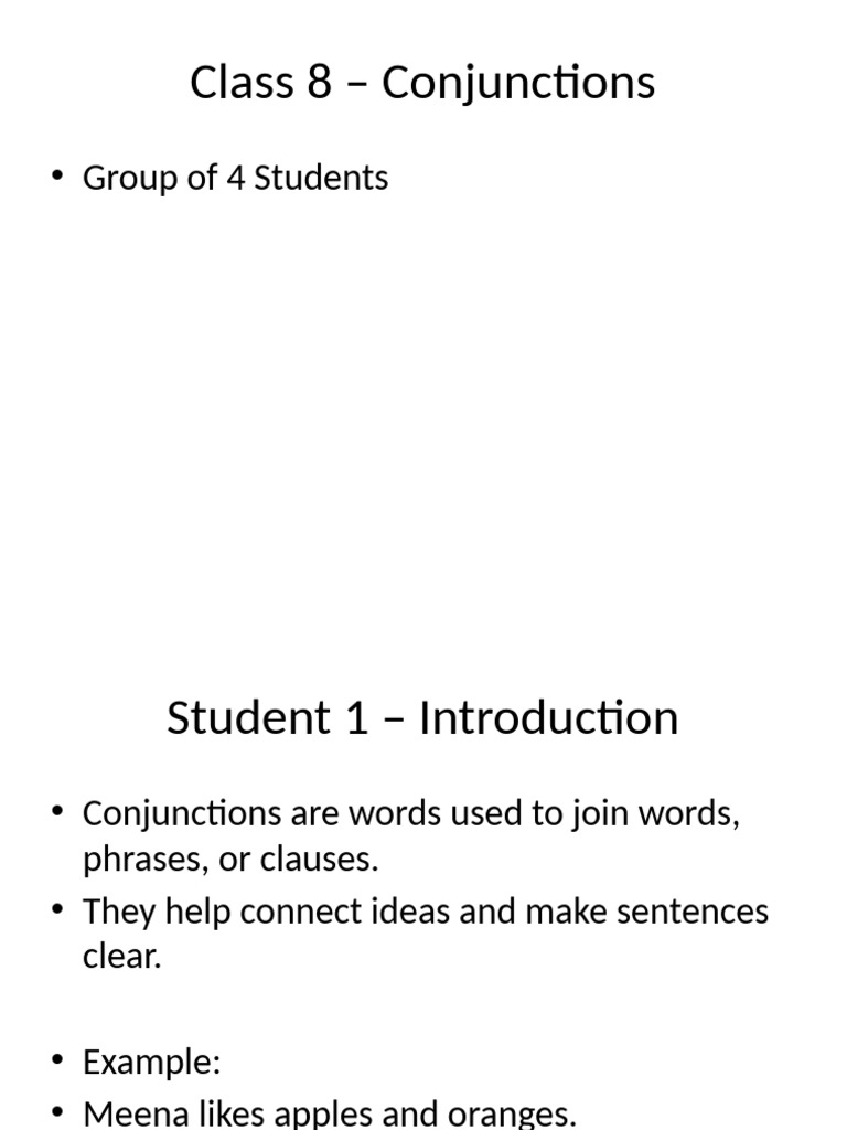 Understanding Conjunctions for Class 8 | PDF
