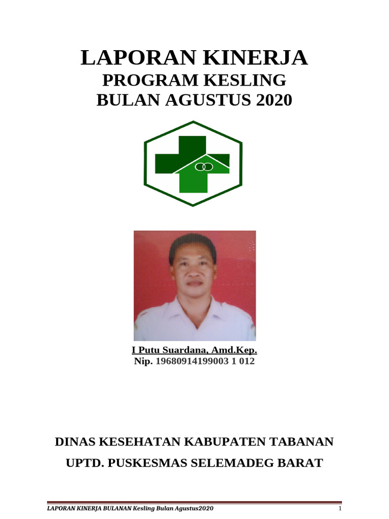 Laporan Kinerja Program Kesling Agustus 2020 | PDF