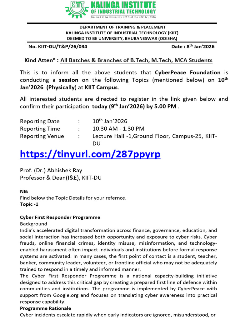 Cybersecurity Training Session at KIIT | PDF | Computer Security | Security