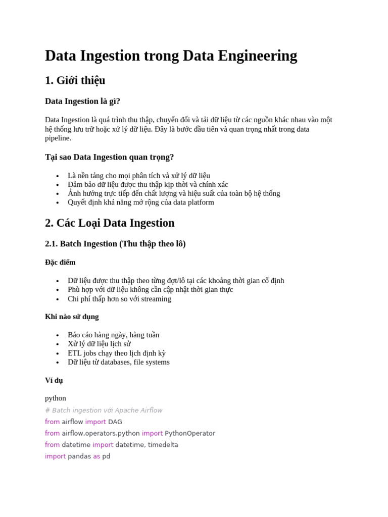 Data Ingestion Trong Data Engineering | PDF