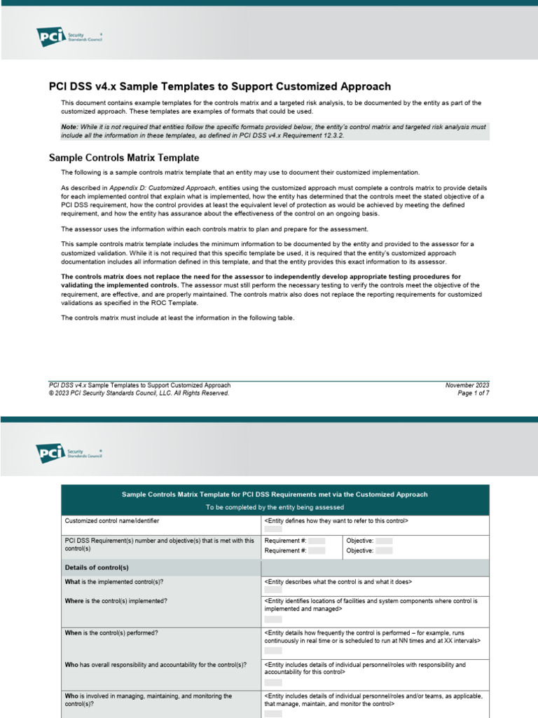PCI DSS v4.x Customized Approach Templates | PDF | Payment Card ...