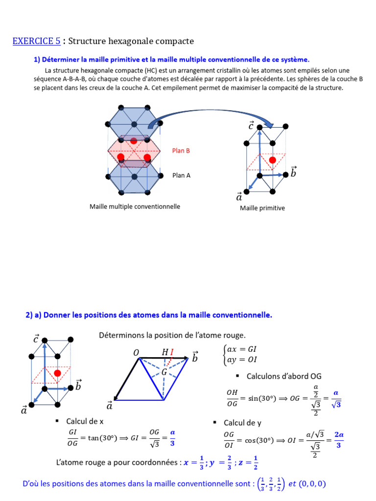 Structure hexagonale compacte et réseaux cubiques | PDF | Structure ...