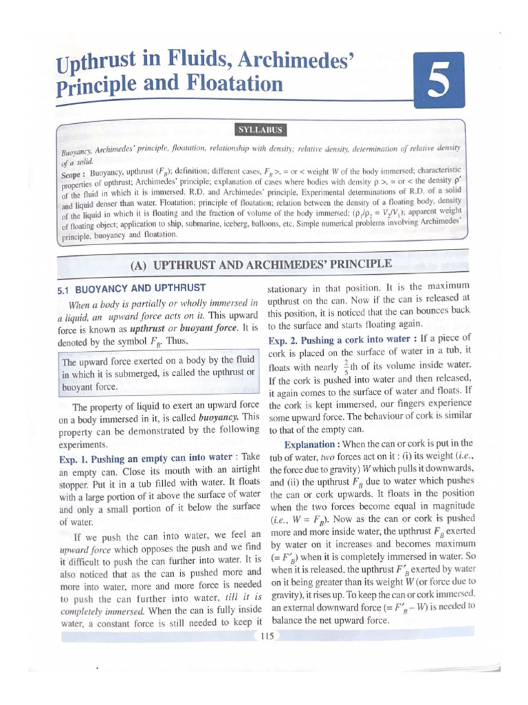 Upthrust in Fluids, Archimedes' | PDF