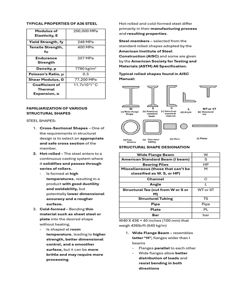 A36 Steel Properties and Structural Shapes | PDF | Bending | Beam ...