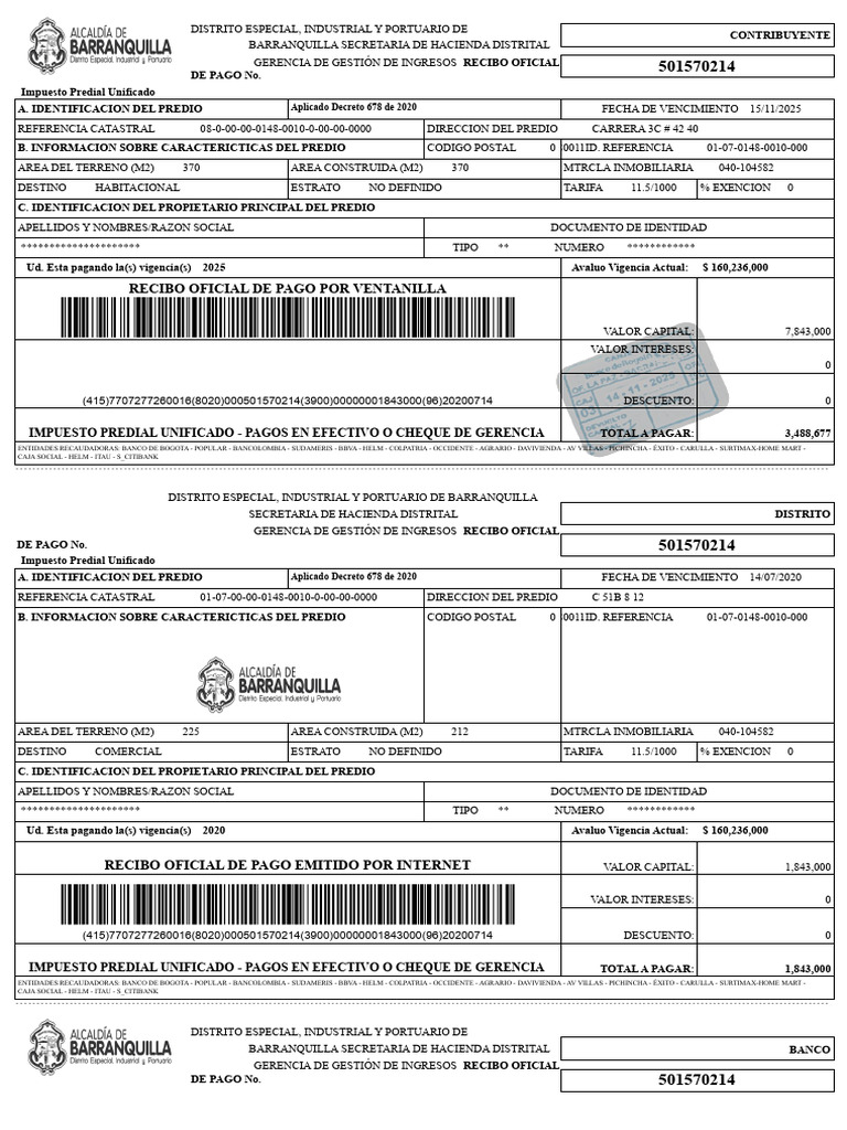 Recibo de Predial | PDF | Bancos | Bancario