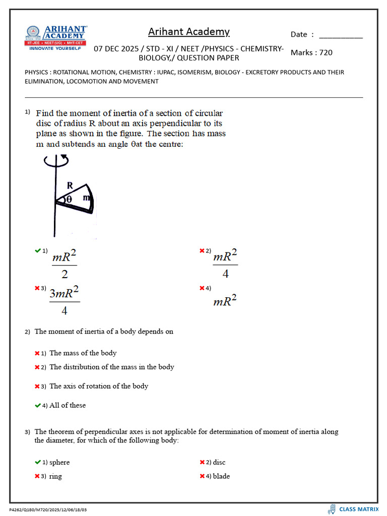 NEET 2025 Physics-Chemistry-Biology Paper | PDF | Collision | Kidney