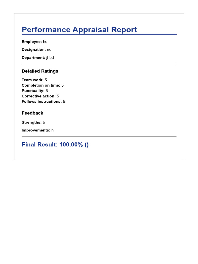Performance Appraisal Summary Report | PDF