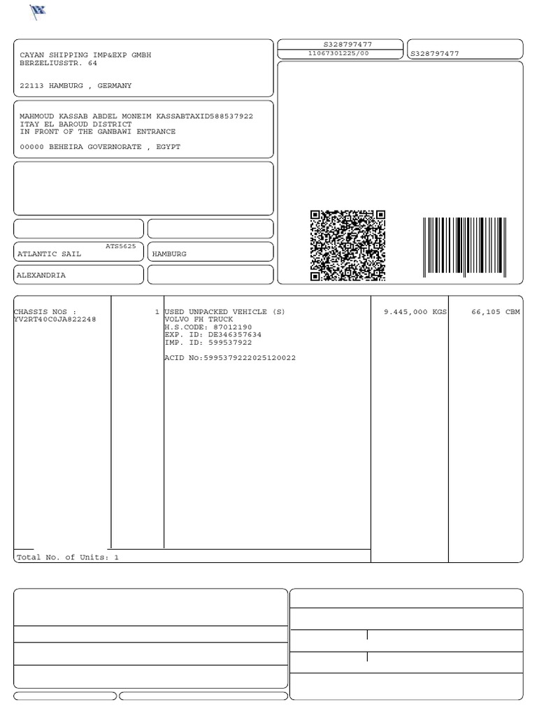 Draft BL S328797477 #822248 | PDF | Cargo | Bill Of Lading