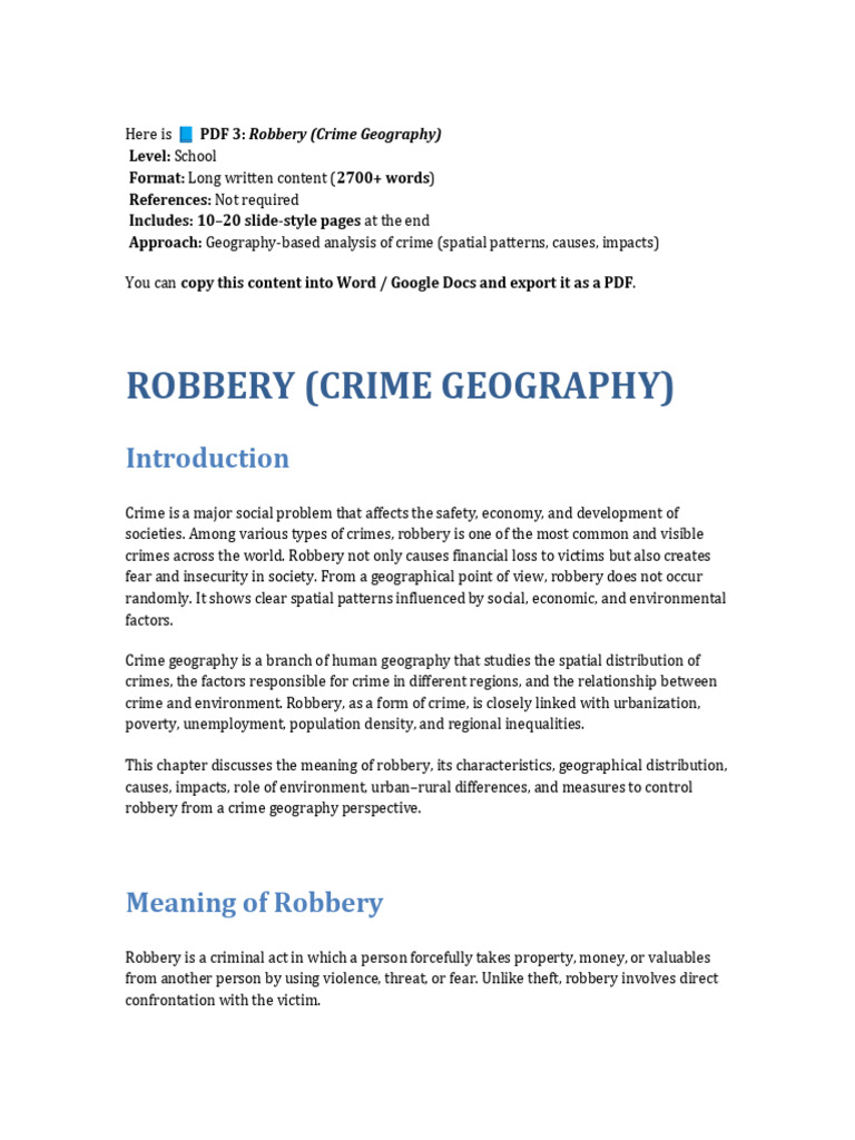 Robbery: A Geographic Analysis | PDF | Crimes | Crime & Violence