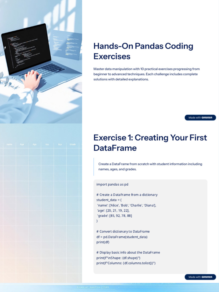 Master Pandas with 10 Coding Exercises | PDF | Sales | Statistics