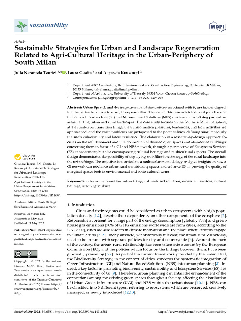Sustainability 14 06581 v2 Agricultura Rural Urban | PDF | Green ...