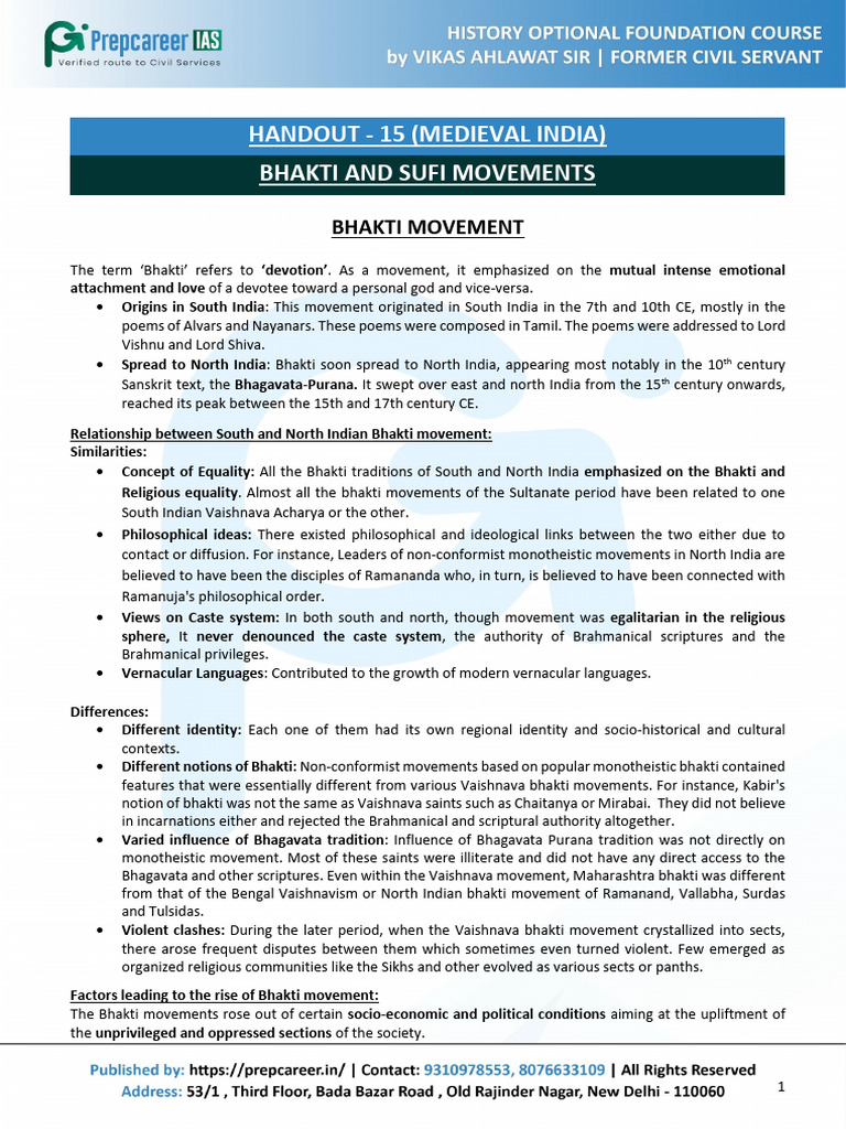 Bhakti and Sufi Movements in Medieval India | PDF | Bhakti Movement ...