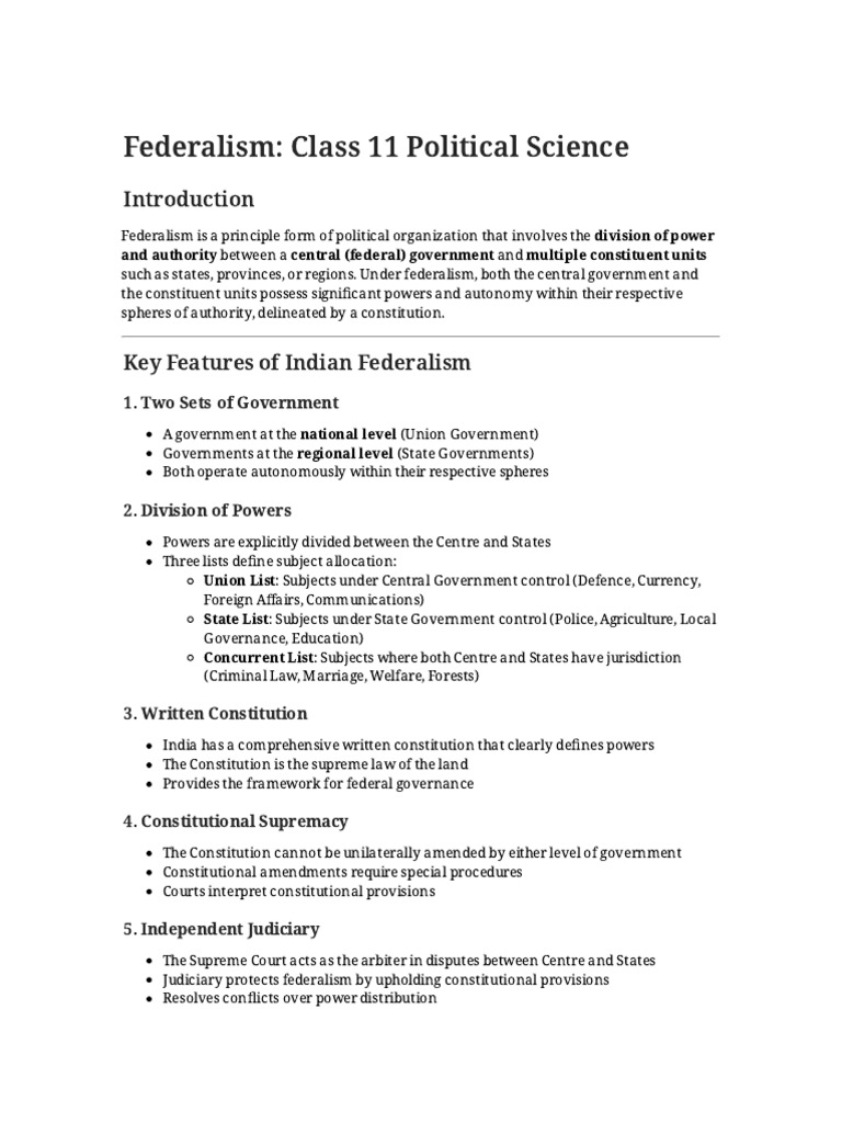 Understanding Indian Federalism Basics | PDF | Federation | Federalism