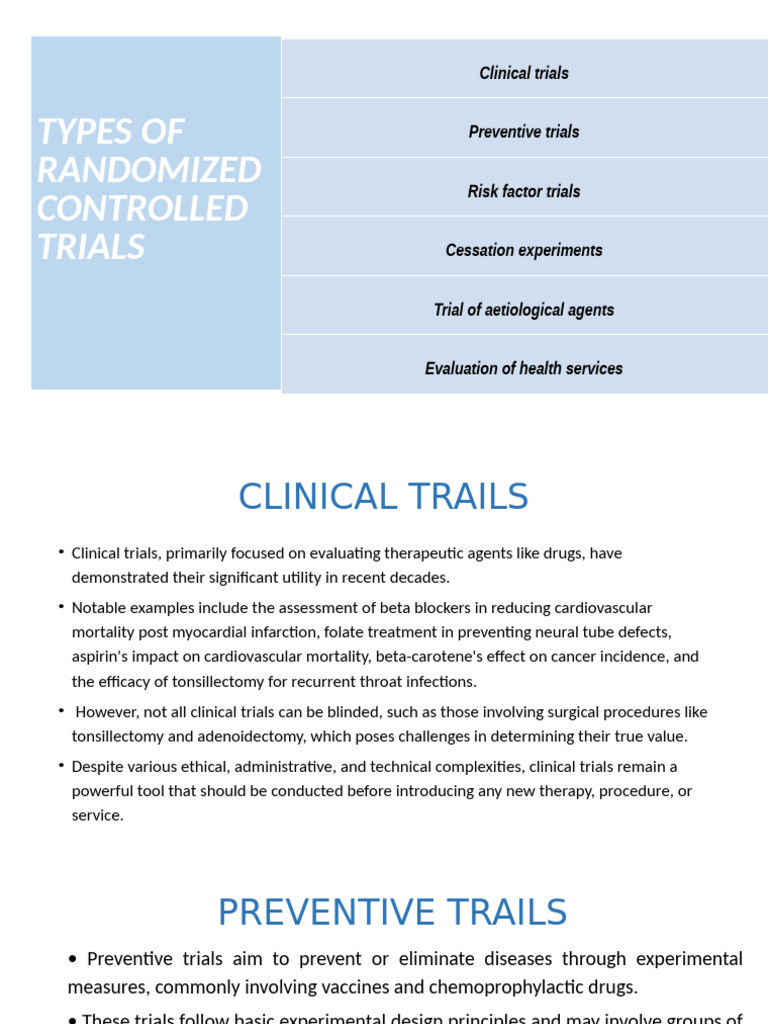 Types of Randomized Controlled Trials | PDF | Clinical Trial ...
